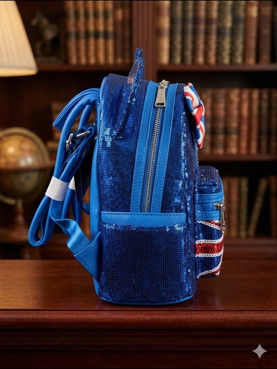 Disney Loungefly Royal Blue Sequin Union Jack Mini Backpack (NWT) main image 5